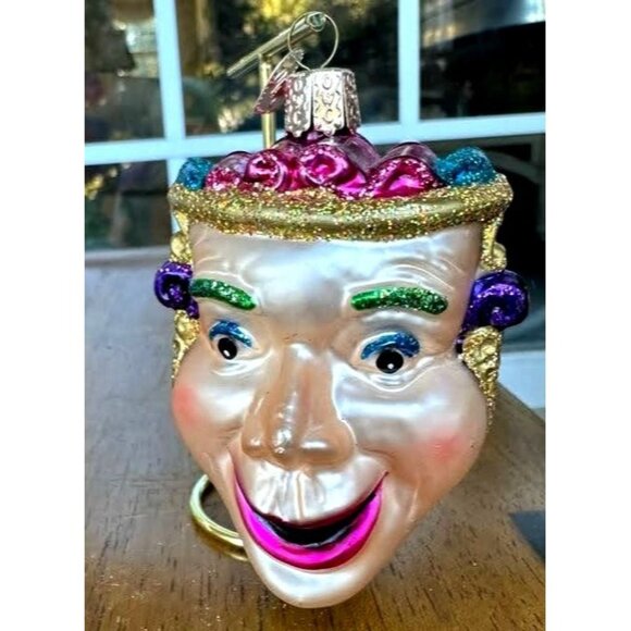 VTG Old World Christmas Comedy Tragedy Ornament Glass Mask Theater New Rare OWC - Picture 5 of 12